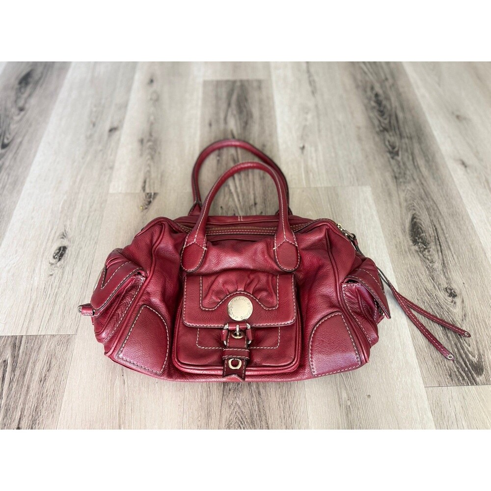 MARC BY MARC JACOBS LARGE, GORGEOUS LEATHER BURGUNDY SHOULDER BAG W SILVER DECOR
